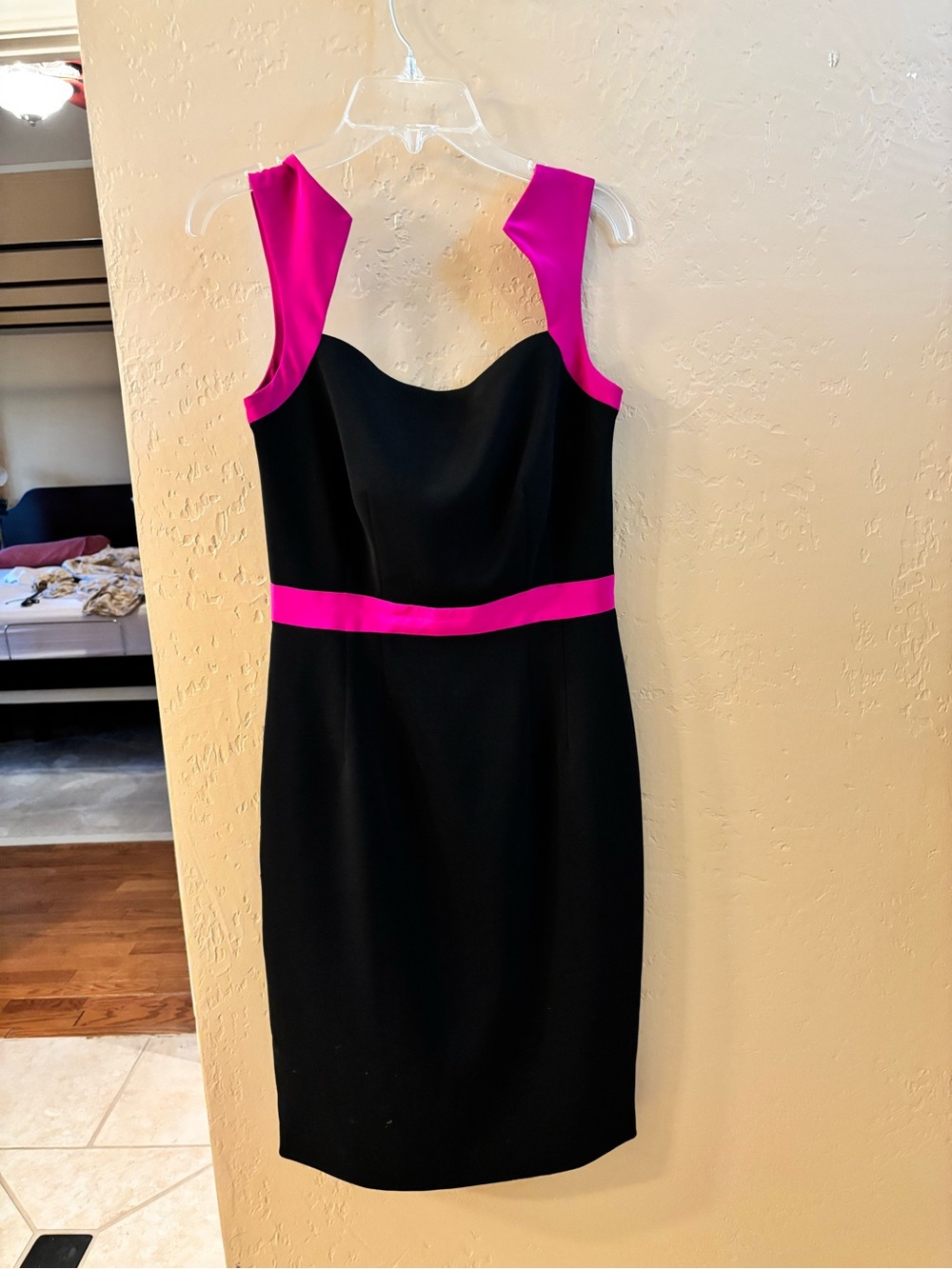 JAYGODFREY Black Midi Sheath with Hot Pink Trim